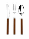 Set di 48 Posate in Acciaio Inox con Manico Effetto Legno  – Le Perle
