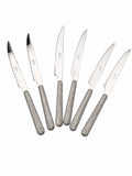 Set di 6 Coltelli da Carne in Acciaio Inox - Manico Effetto Legno Grigio