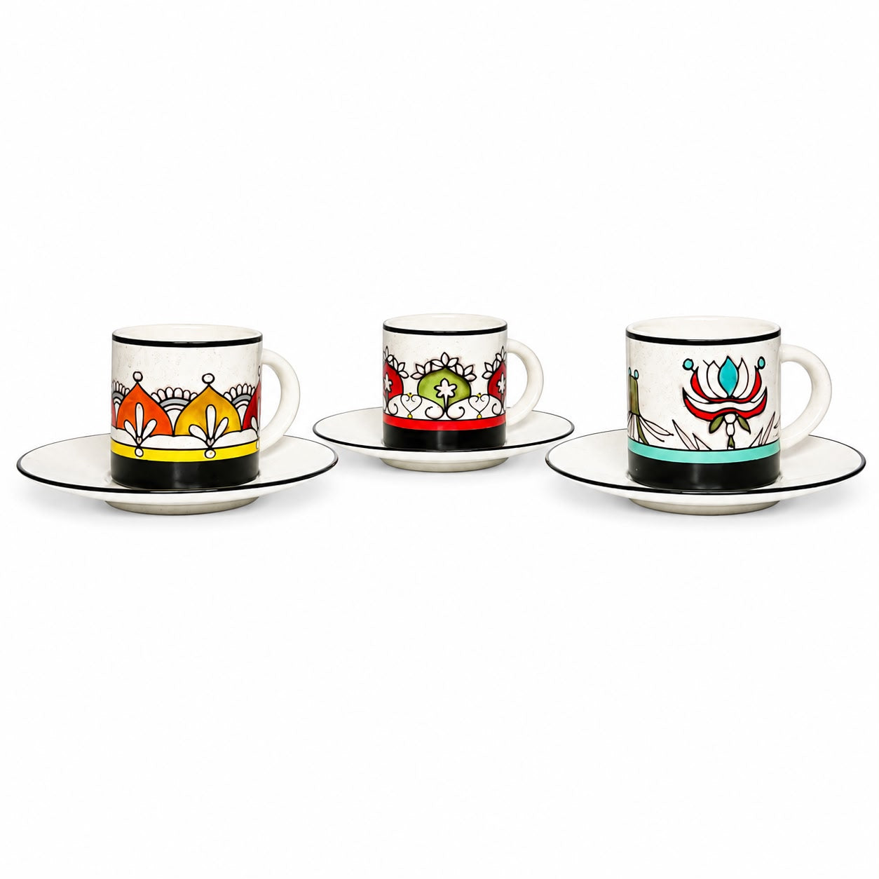 Set di 6 Tazzine da Caffè in Porcellana con Disegni Alternati – Egan
