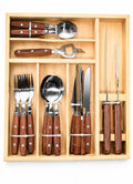 Set di Posate in Acciaio con Base in Legno