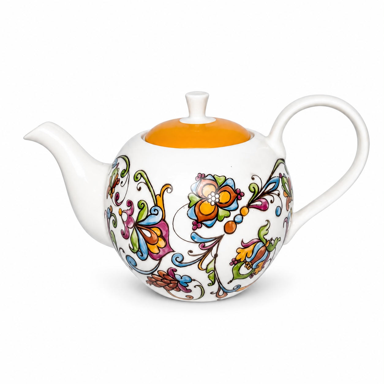 Teiera in Porcellana Avorio con Decorazioni Colorate – Emò