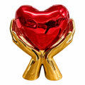 Scultura Decorativa Due Mani Oro con Cuore Rosso 30 h cm - Bongelli Preziosi