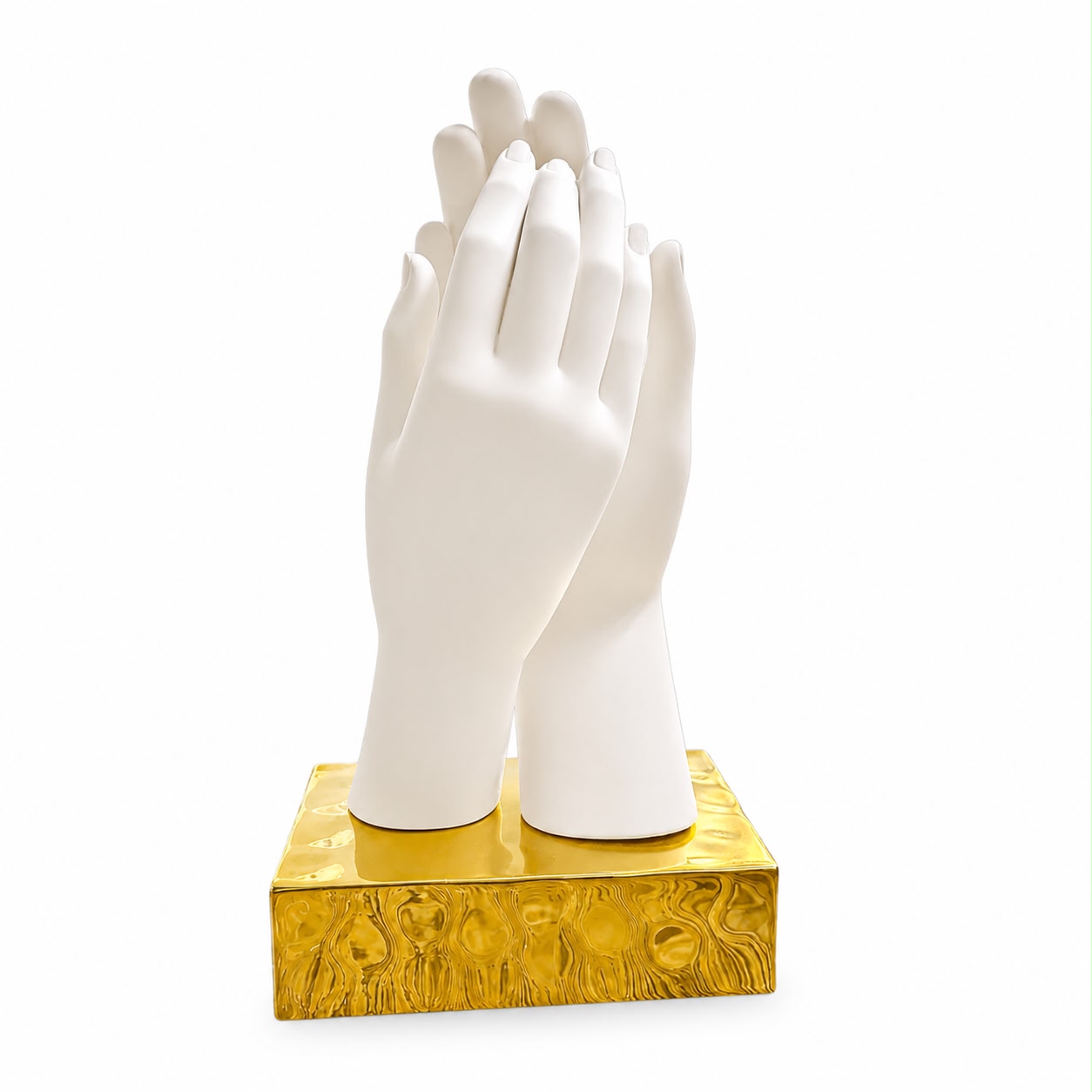 Statua Due Mani Uomo e Donna in Marmolino su Base Oro 30 cm - Bongelli Preziosi