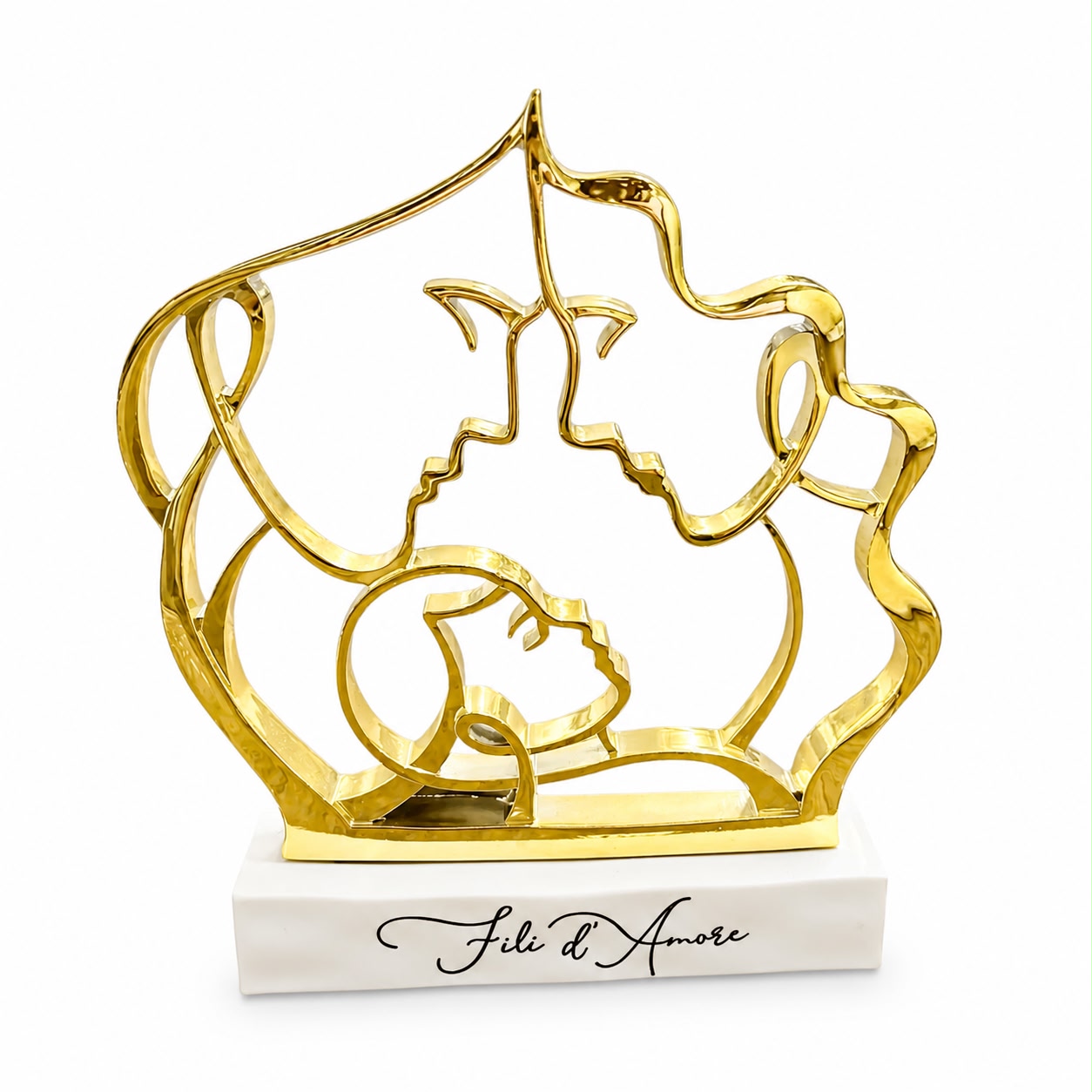 Scultura Famiglia Stilizzata Oro “Fili d’Amore” 28x30 - Bongelli Preziosi