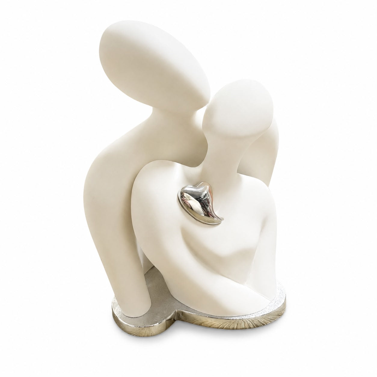 Mezzobusto Coppia Stilizzata con Cuore in Marmolino Bianco 21 cm - Bongelli Preziosi