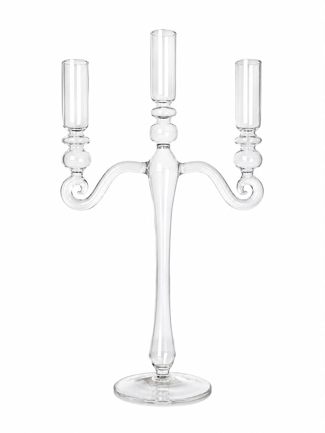 Candelabro a Tre Braccia in Vetro Trasparente 20x38 h cm- Bruco