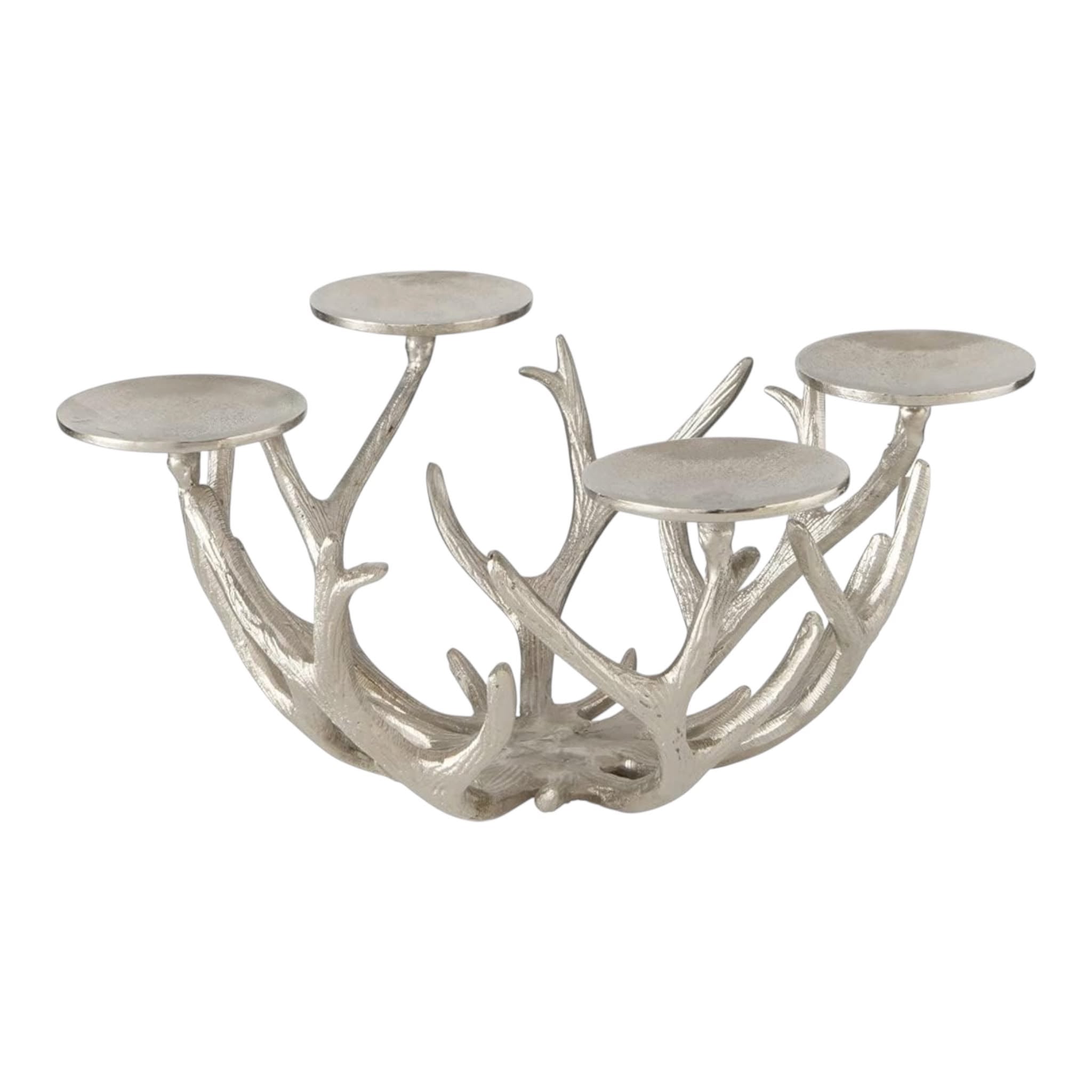 Porta Candele a 4 Fuochi in Alluminio Argento