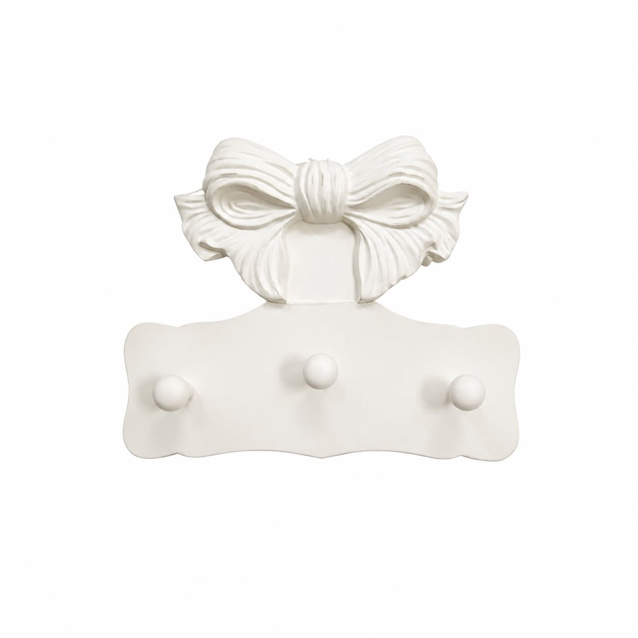 Decorazione da Muro Shabby Chic con Fiocco Romantico e Tre Appendini
