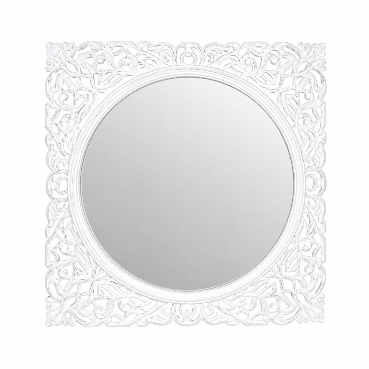 Specchio con Cornice Quadrata Bianca 55 cm- In Art