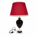 Lampada da Tavolo con Base in Vetro Nero e Paralume Rosso