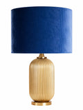 Lampada con Base Oro e Paralume in Raso Blu  65 h cm - Garpe Interiors