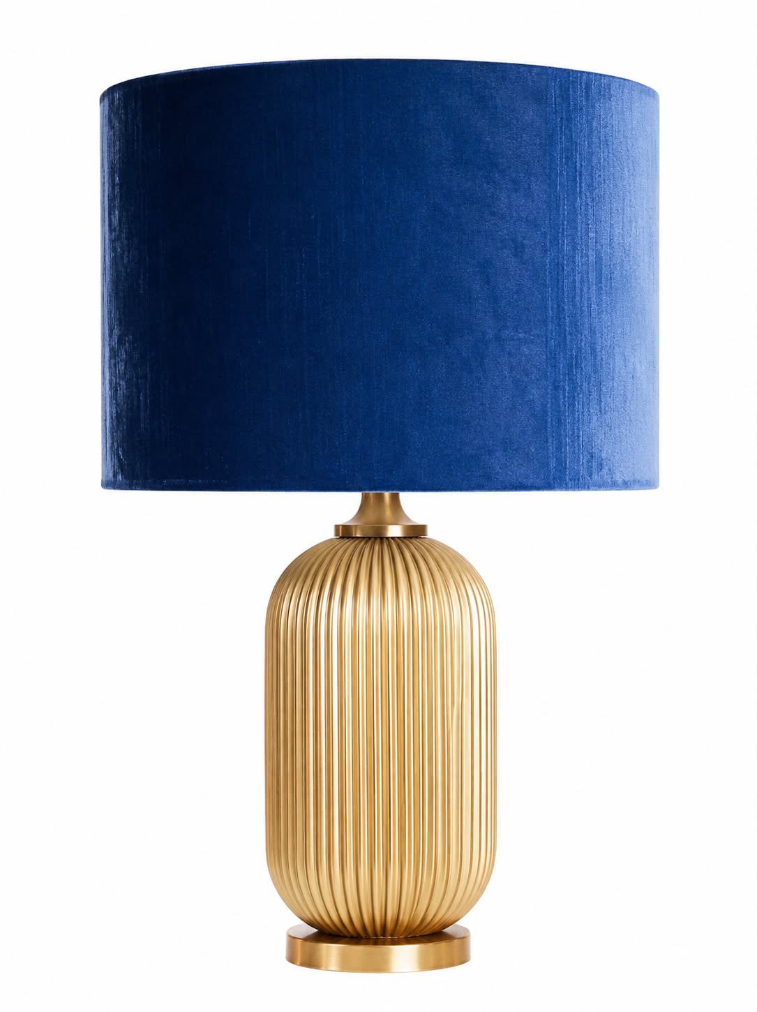 Lampada con Base Oro e Paralume in Raso Blu  65 h cm - Garpe Interiors