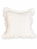 Cuscino in Cotone Bianco Naturale con Volant 50x50 cm - Fiori di Lena