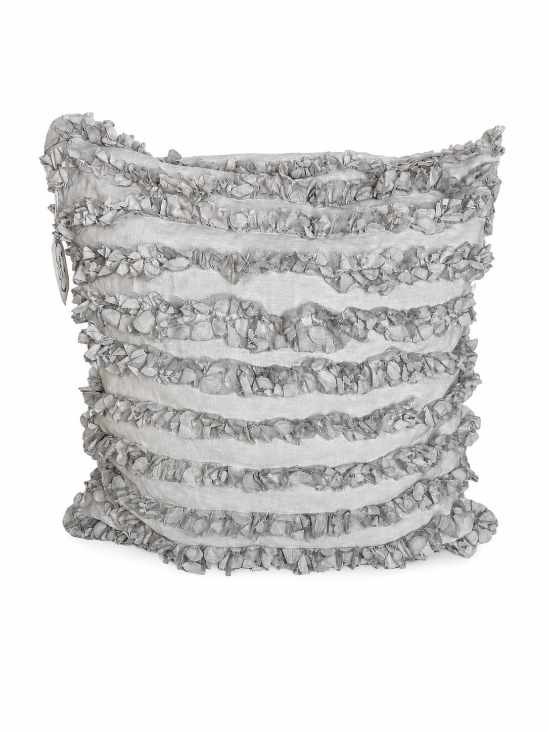 Cuscino in Lino con Rouches Grigie 60x60 cm -  Chez Moi