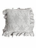 Cuscino in Lino e Cotone con Pizzo Corinzio Ricamato e Volant 40x40 cm - Chez Moi
