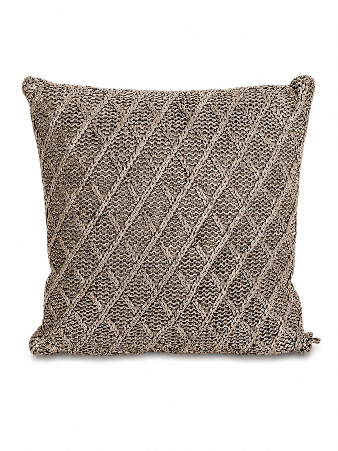 Cuscino Effetto Maglione con Inserti in Lana 40x40 cm - Ixia