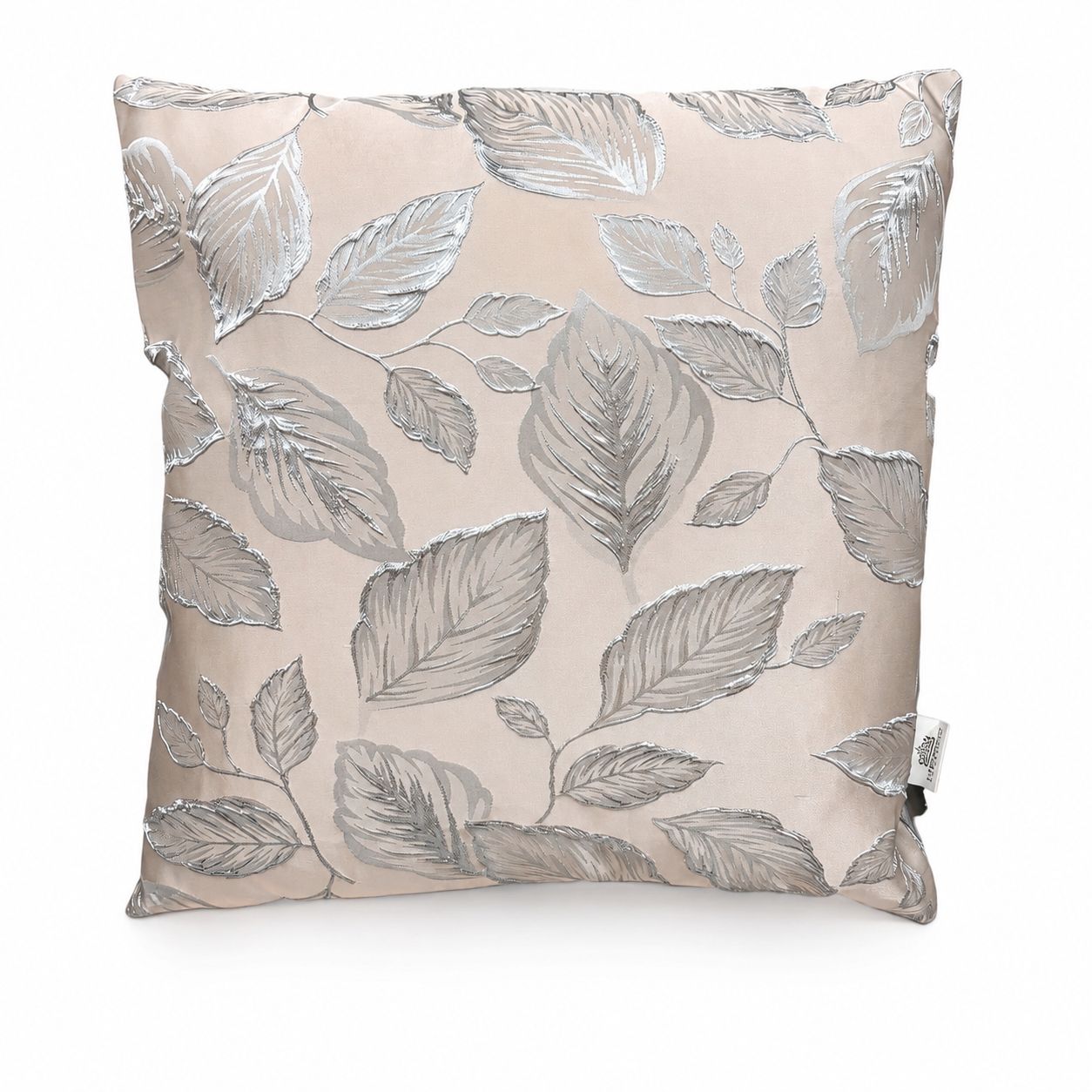 Cuscino in Tessuto Lucido con Decoro Foglie 45X45 cm - Hervit