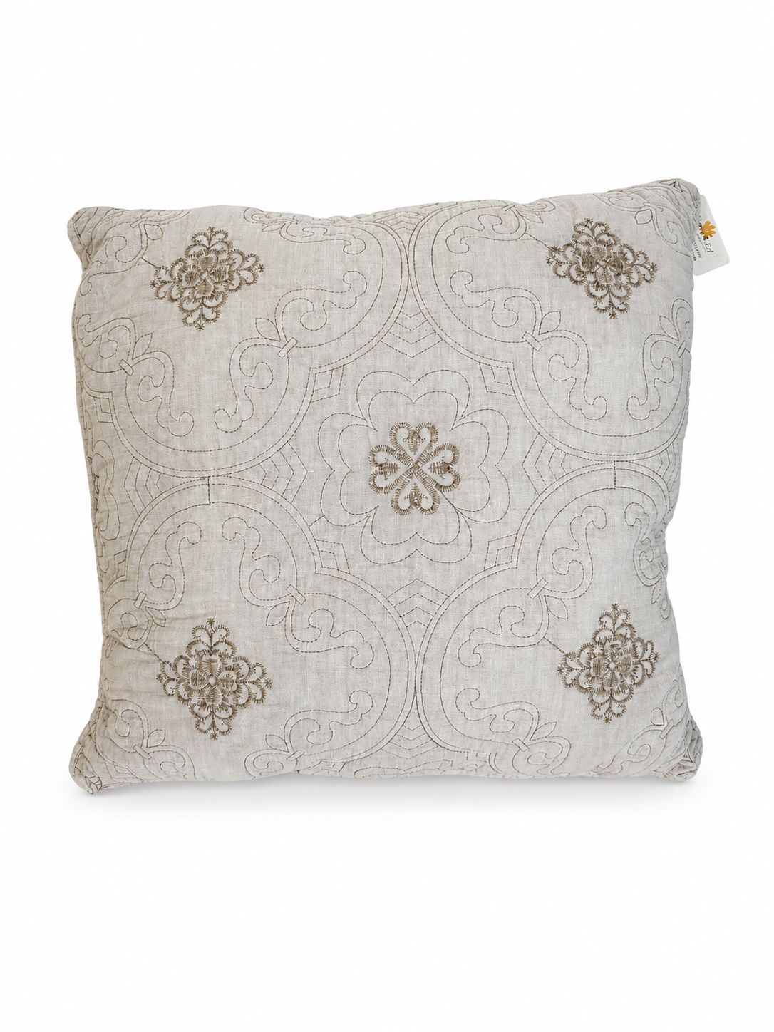 Cuscino Soffice in Cotone con Ricami Beige 50x50 cm  – Clayre & Eef