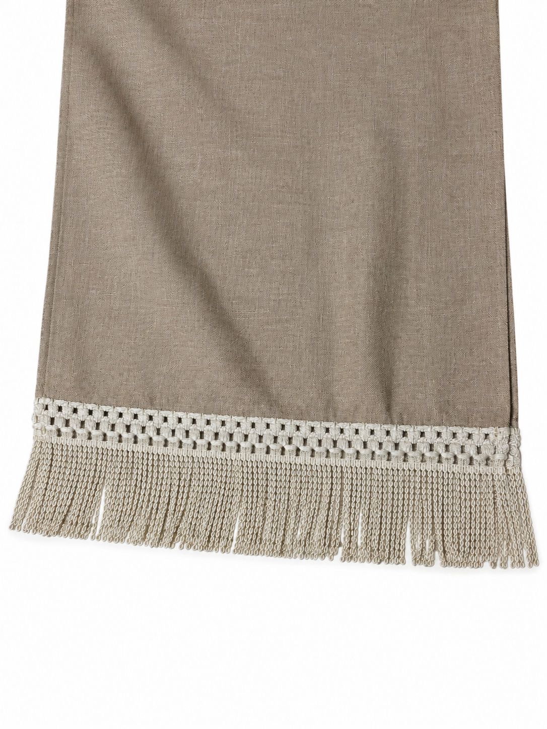 Runner Decorativo con Frange Ecru 34x100 cm  - Fiori di Lena