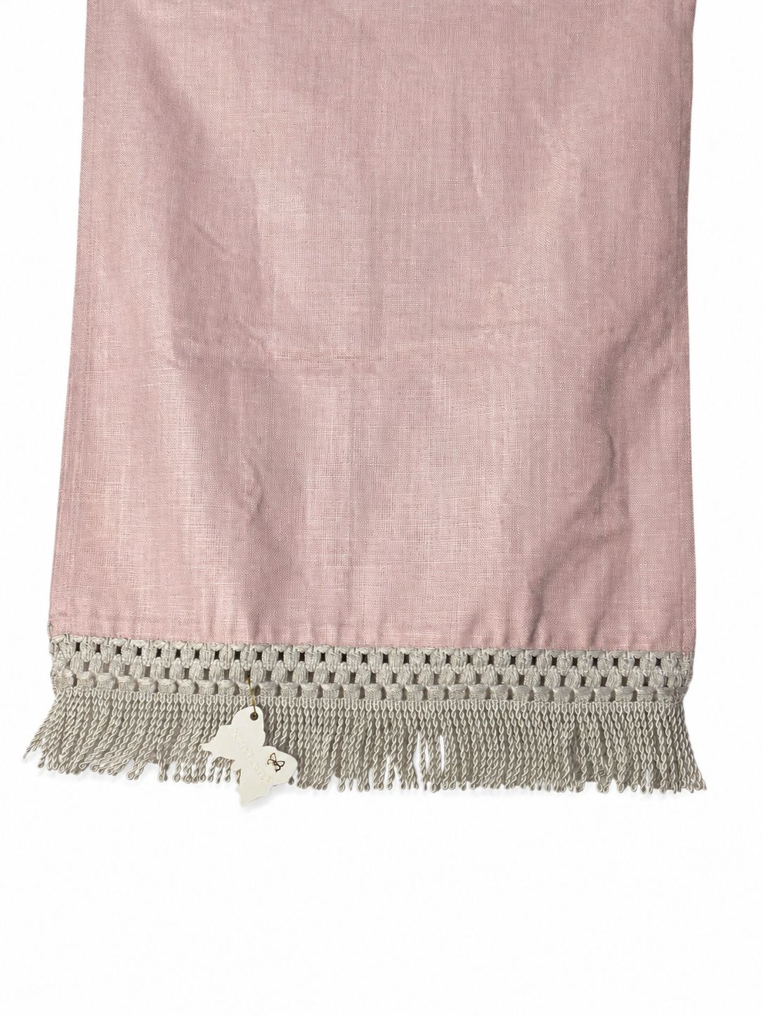 Runner Decorativo Rosa con Frange Ecru 34x100 cm - Fiori di Lena