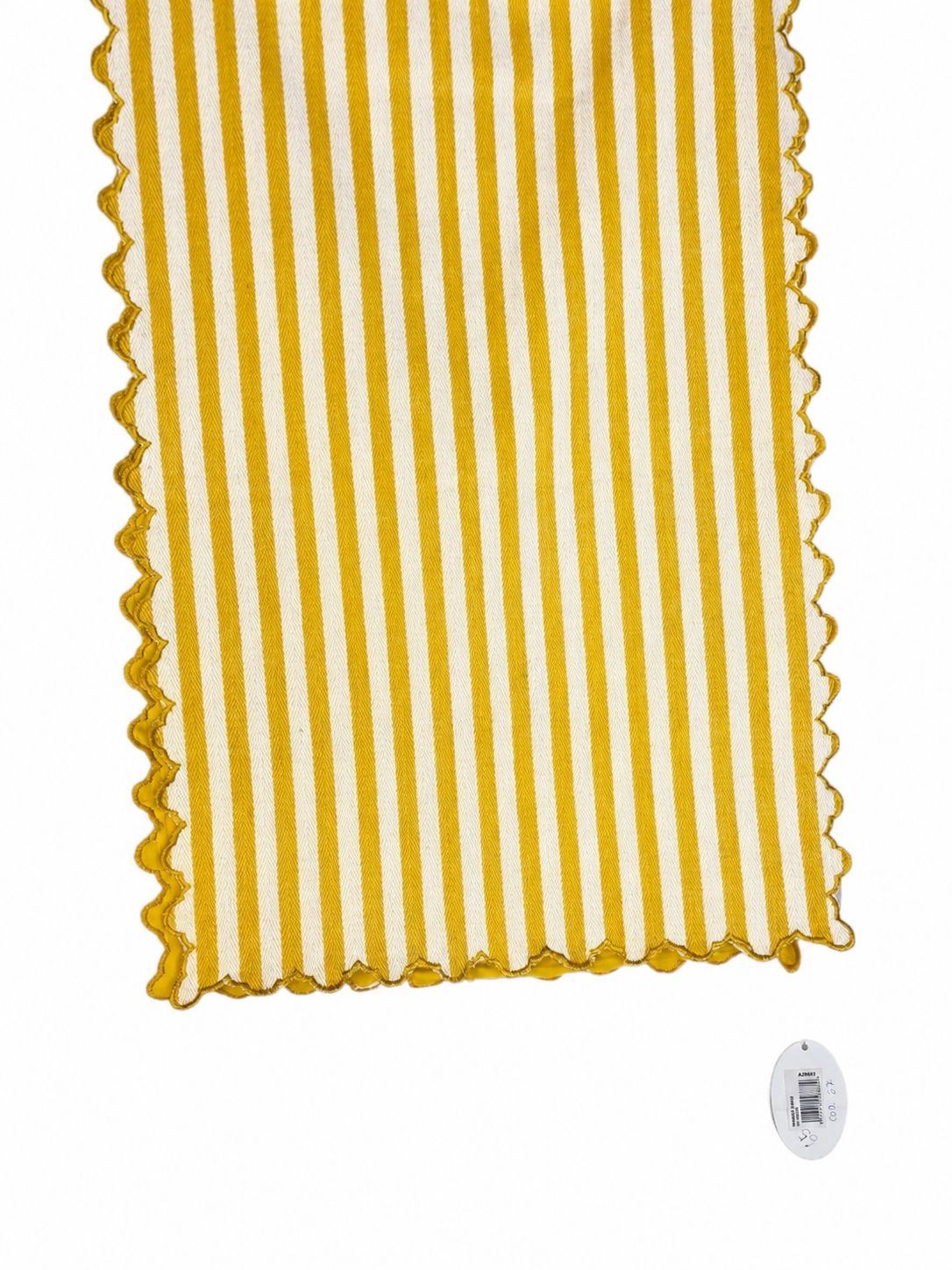 Runner in Cotone a Righe Giallo Ocra e Bianche 45x140 cm - Blanc Mariclò