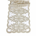 Runner in Pizzo Trasparente Oro con Ricami 44x120 cm - Fiori di Lena