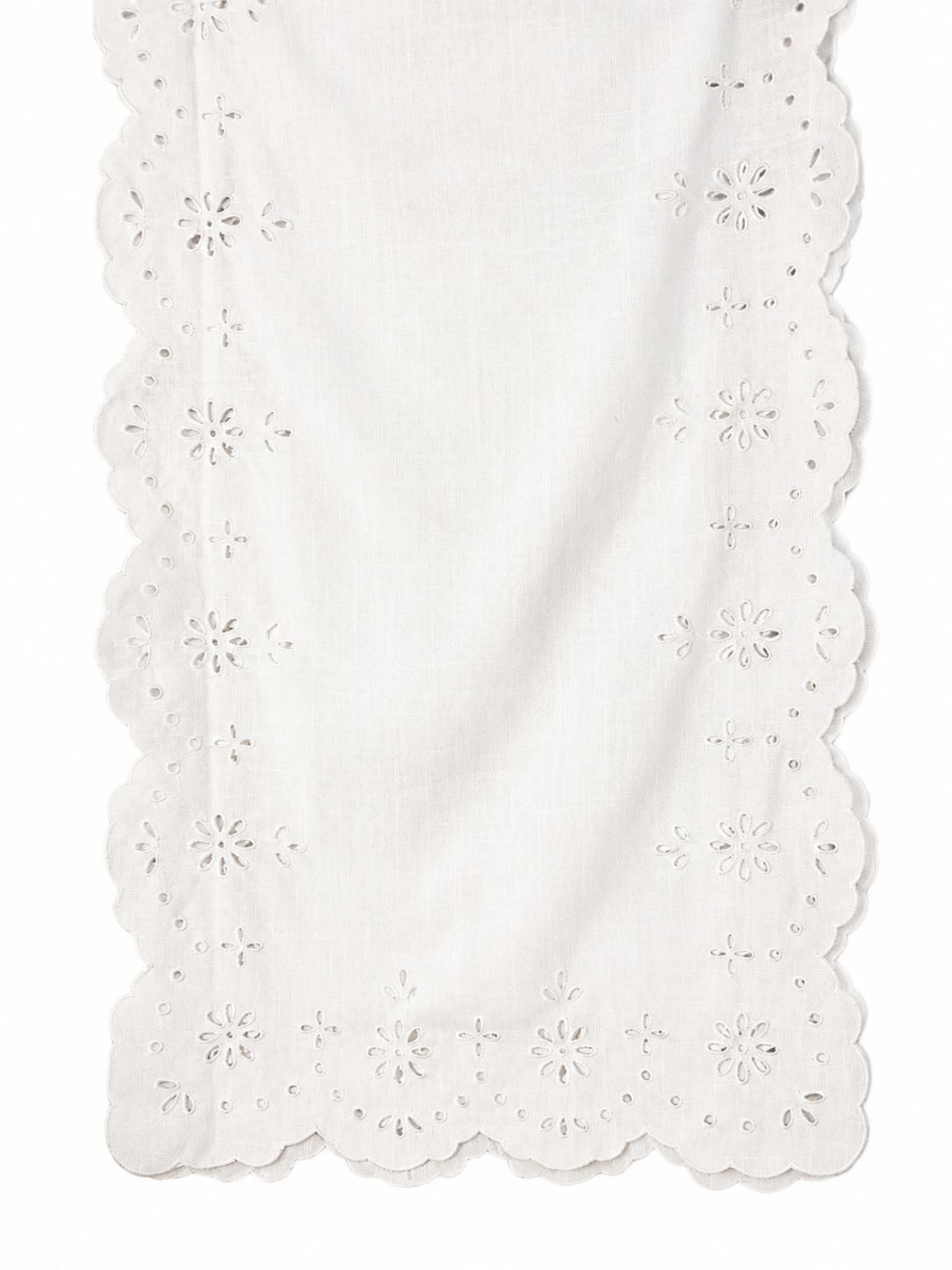 Runner in Sangallo Bianco con Smerlo  45x150 cm - Coccole di Casa