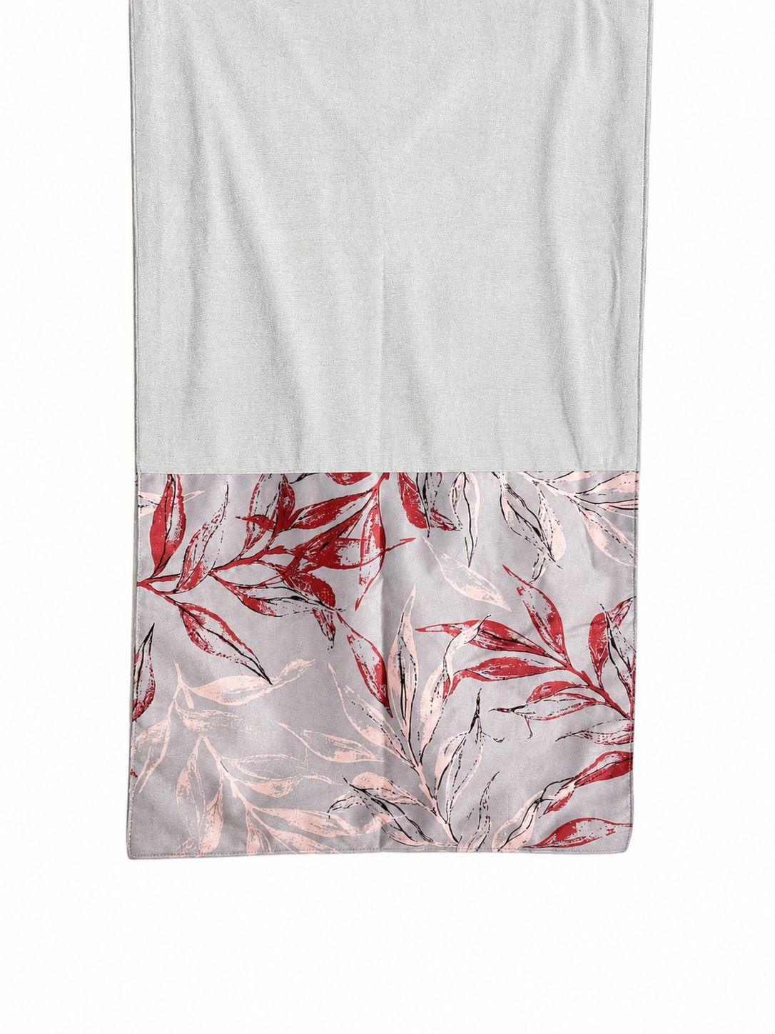 Runner in Velluto Grigio con Bordo a Fantasia Foglie 40x140 cm  - In Art