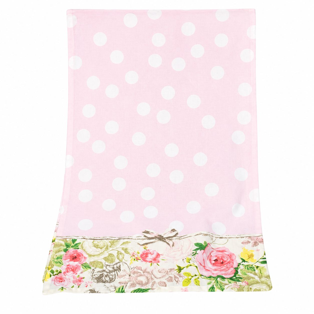 Runner Rosa a Pois Bianchi con Decoro Floreale 45x150 cm -Orval