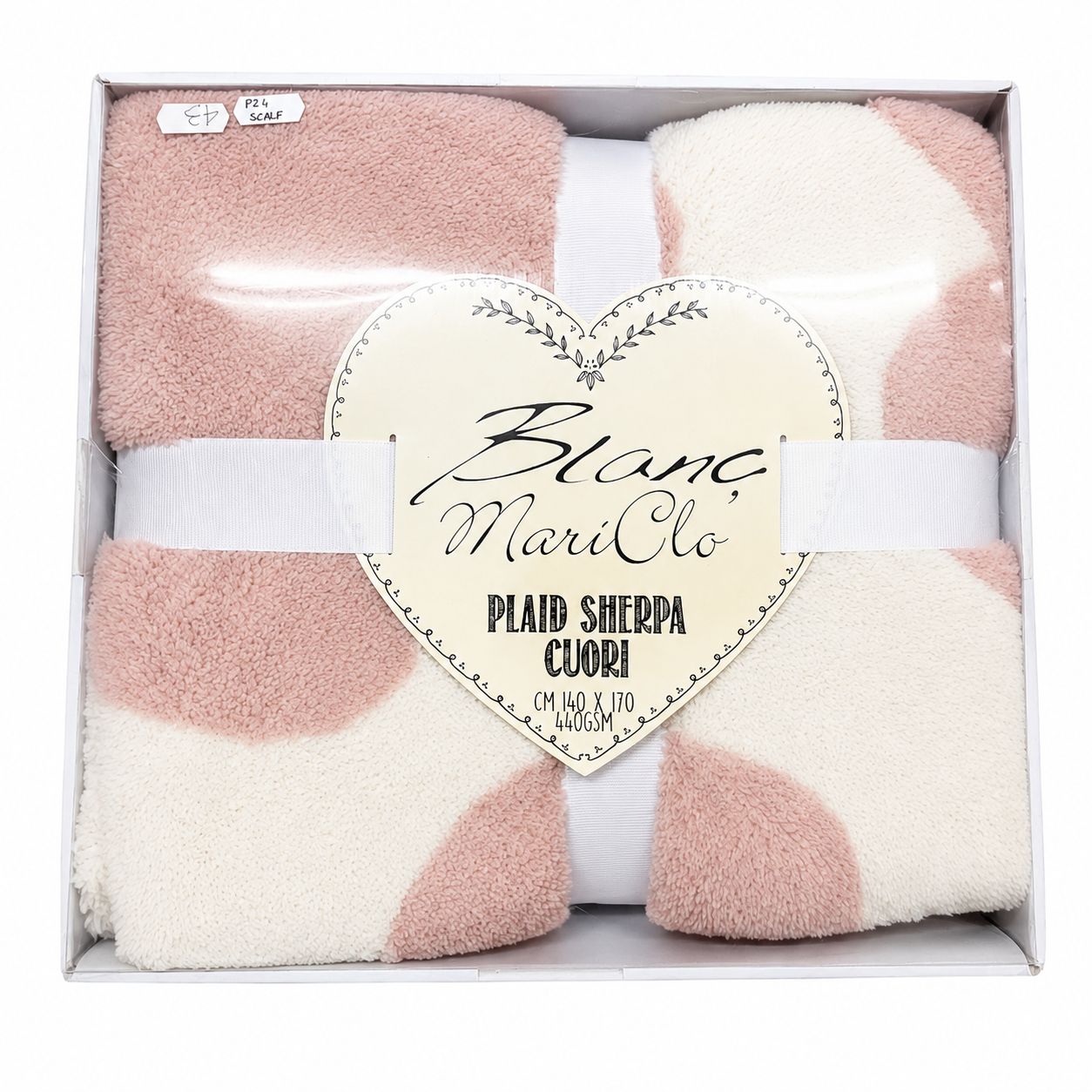 Plaid Panna con Cuori Rosa Antico 140x170 cm - Blanc Mariclò