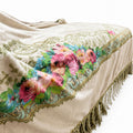 Plaid Romantico con Rose e Frange Vellutate - Blanc Mariclò