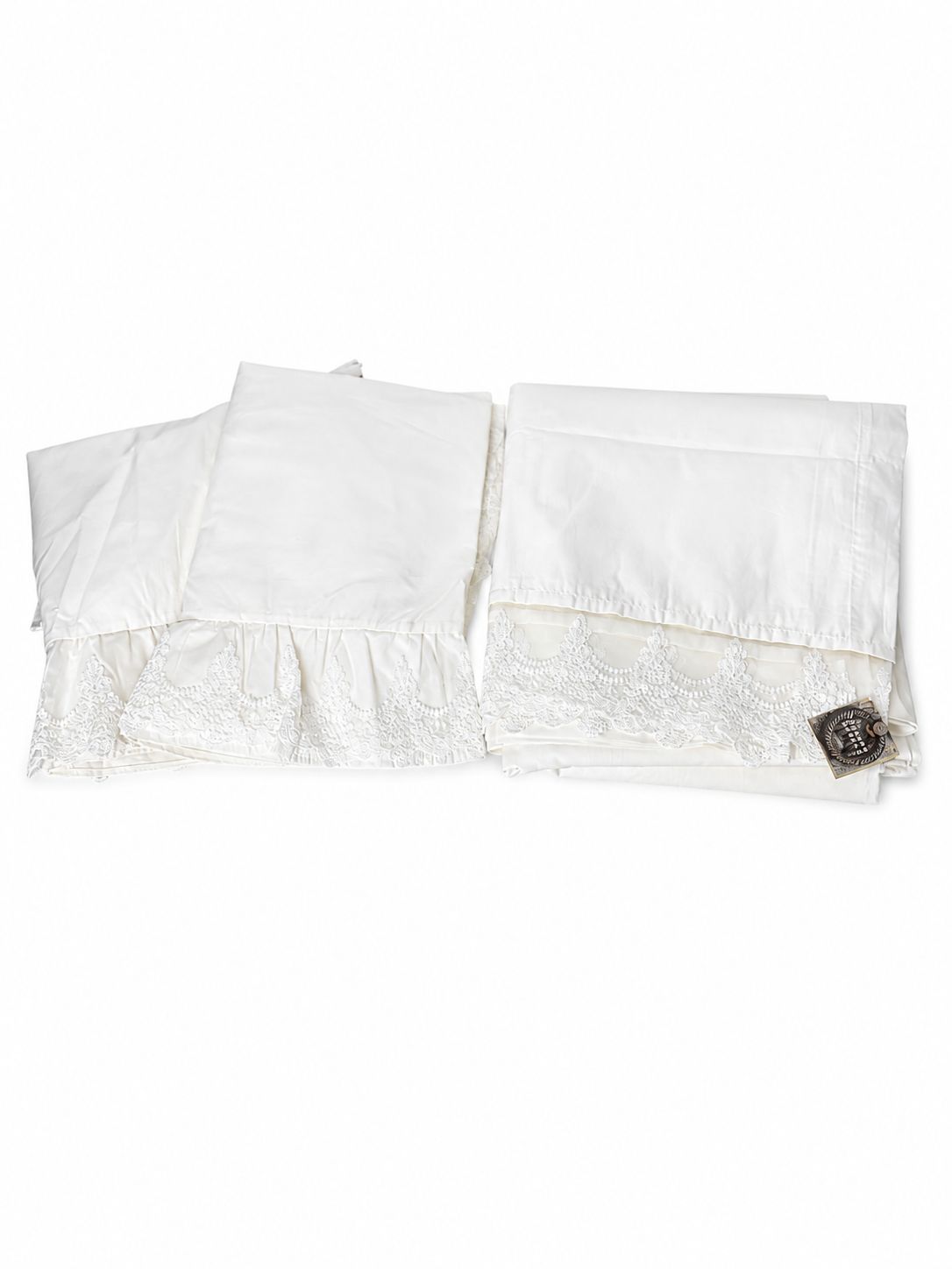 Set Copriletto Matrimoniale con Balze in Pizzo e Copricuscini Abbinati – Officine Tessili