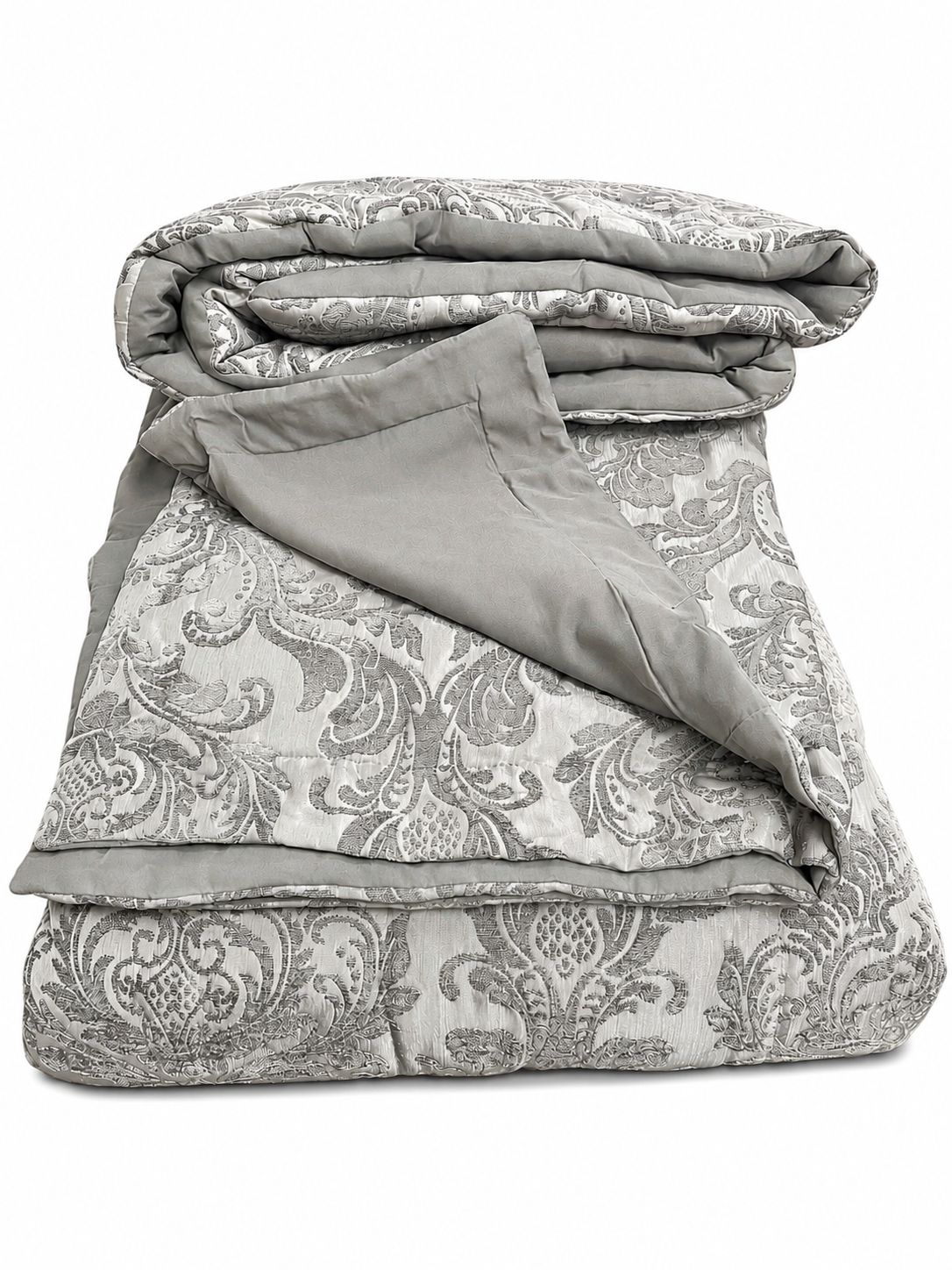 Trapunta Matrimoniale in Velluto Grigio con Inserti 260x260 cm - Blanc Mariclò
