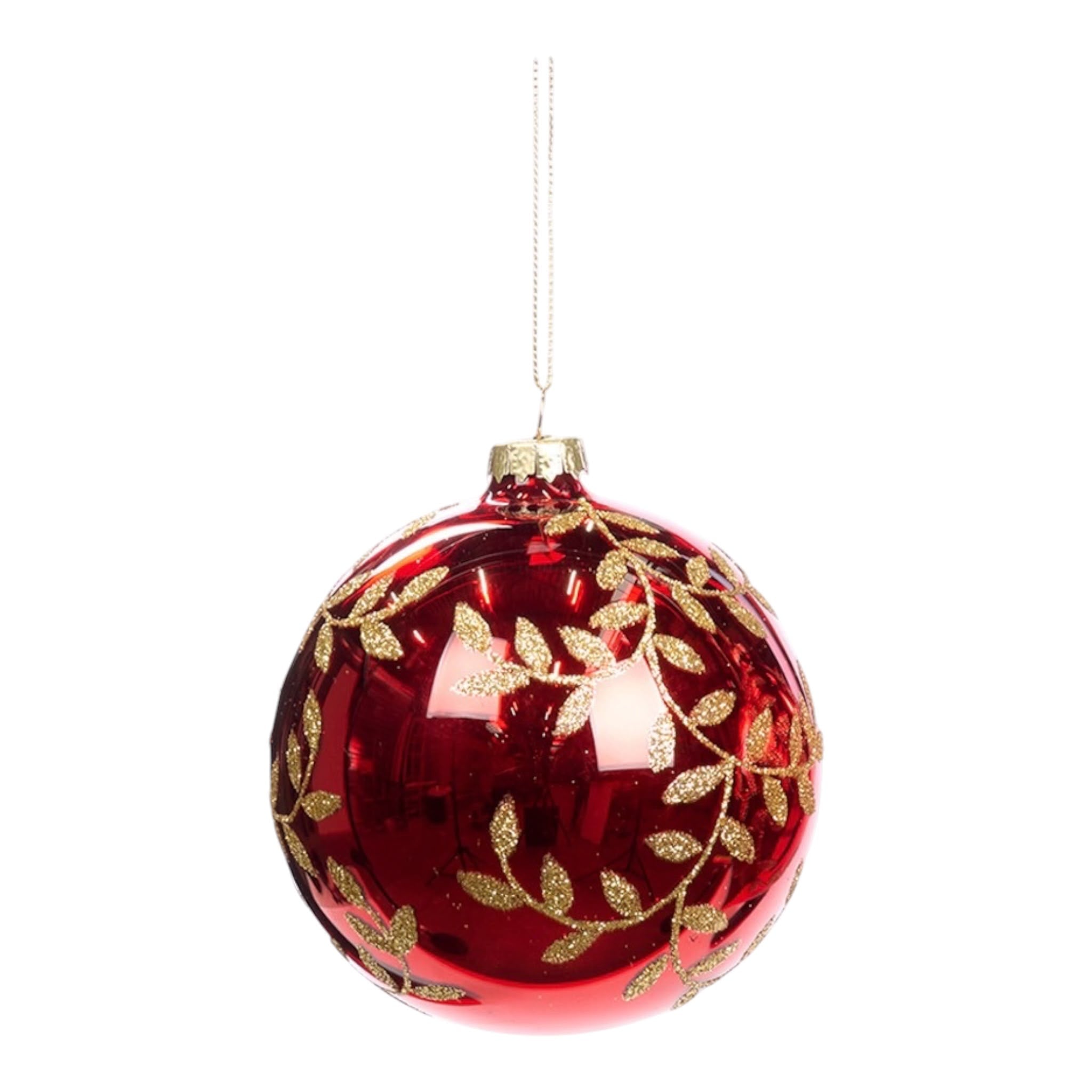 Sfera Decorativa in Vetro Rosso con Dettagli Oro 10 cm - Goodwill