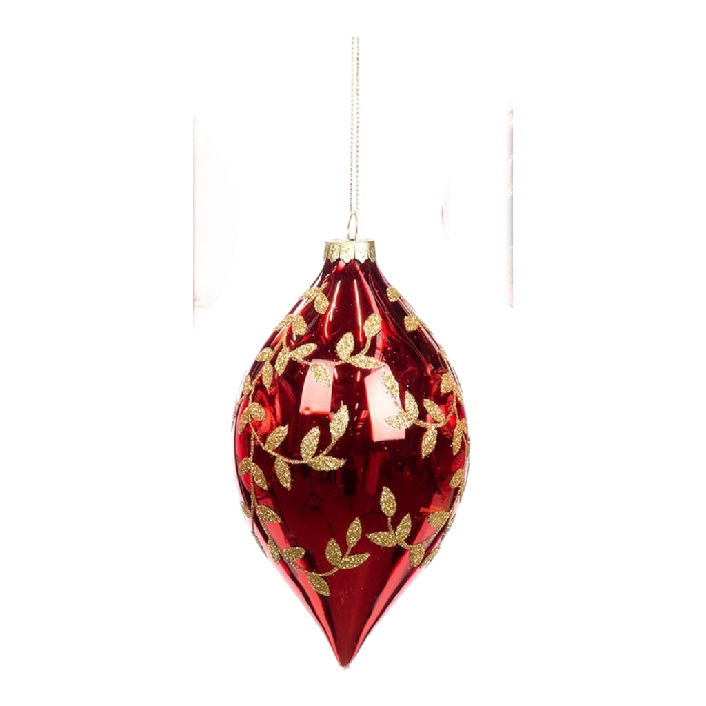 Sfera Decorativa in Vetro Rosso con Dettagli Oro 10 cm - Goodwill