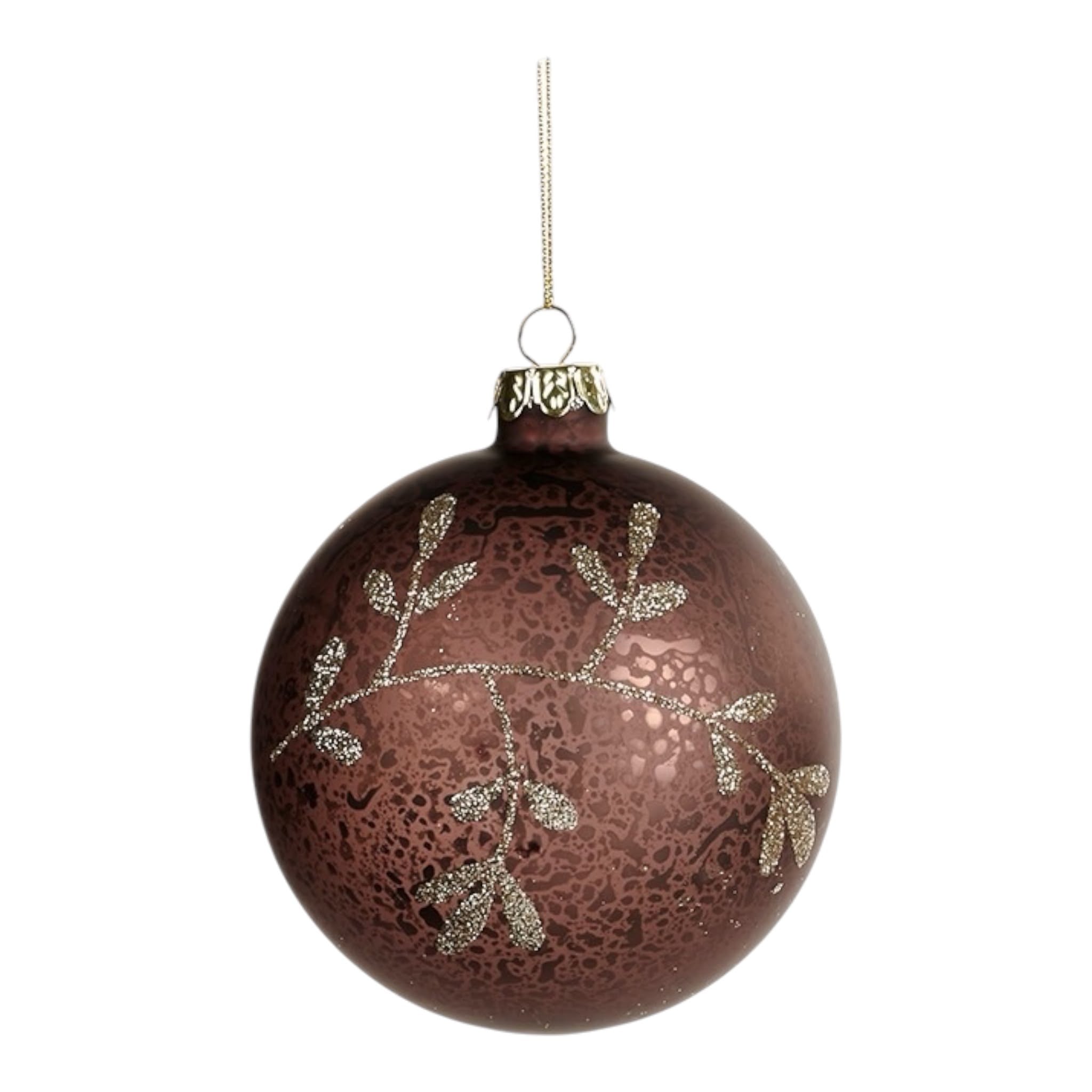 Decorazione in Vetro Opaco Bronzo con Dettagli Oro 10 cm - Goodwill