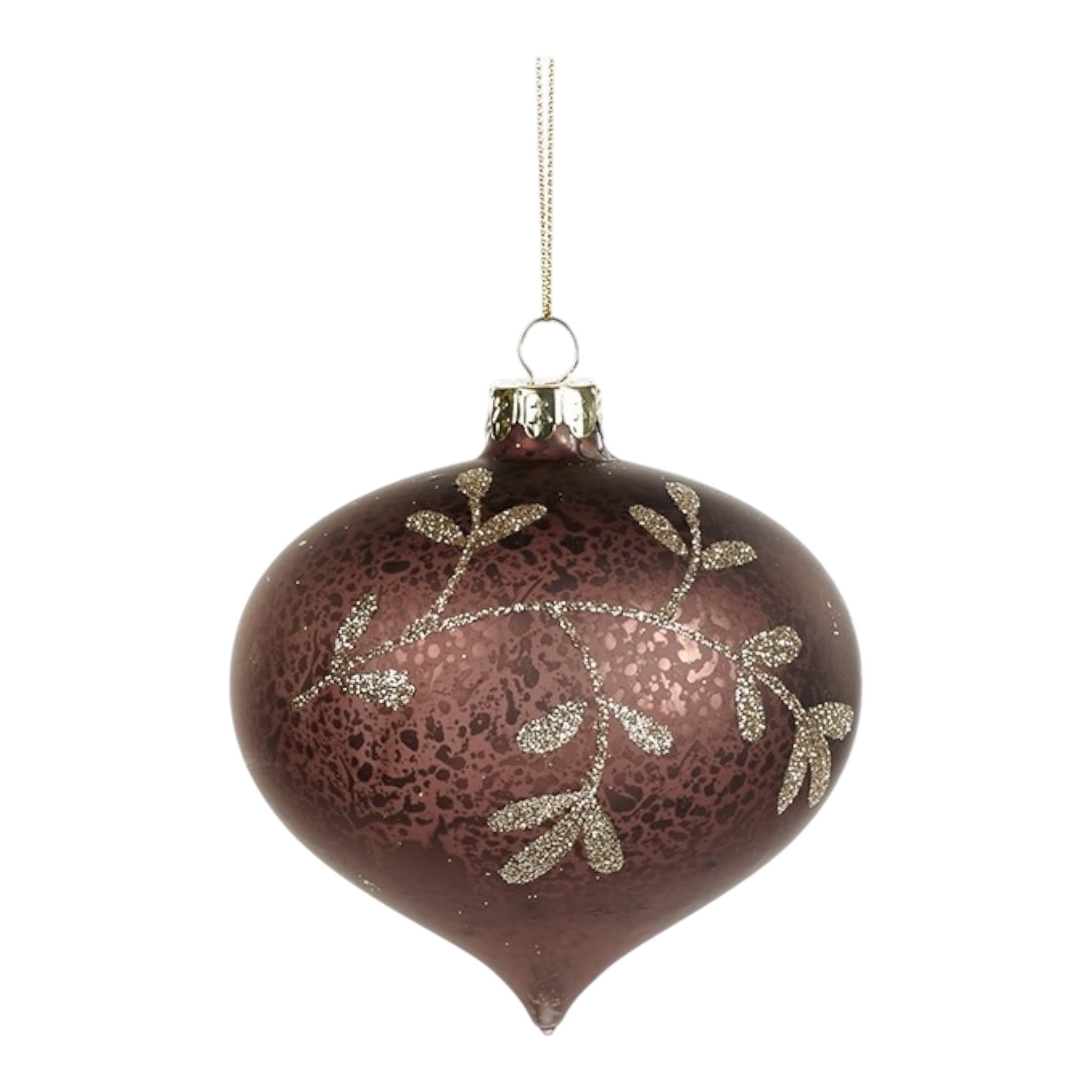 Decorazione in Vetro Opaco Bronzo con Dettagli Oro 10 cm - Goodwill
