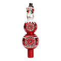 Puntale in Vetro Rosso con Pupazzo di Neve 32.5 cm - Goodwill