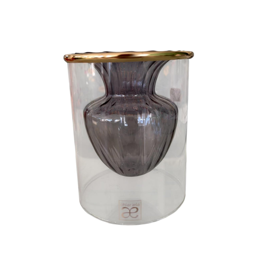 Vaso Elegante in Vetro Lucido Colorato con Base Trasparente 15 cm - Chiaraela