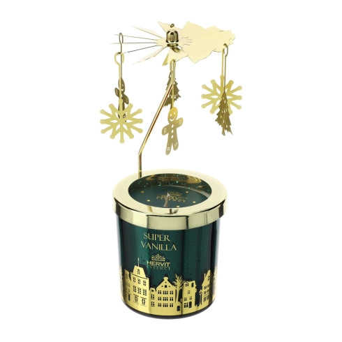 Candela Profumata Verde Super Vanilla con Giostrina  7x8 cm 150 g – Hervit