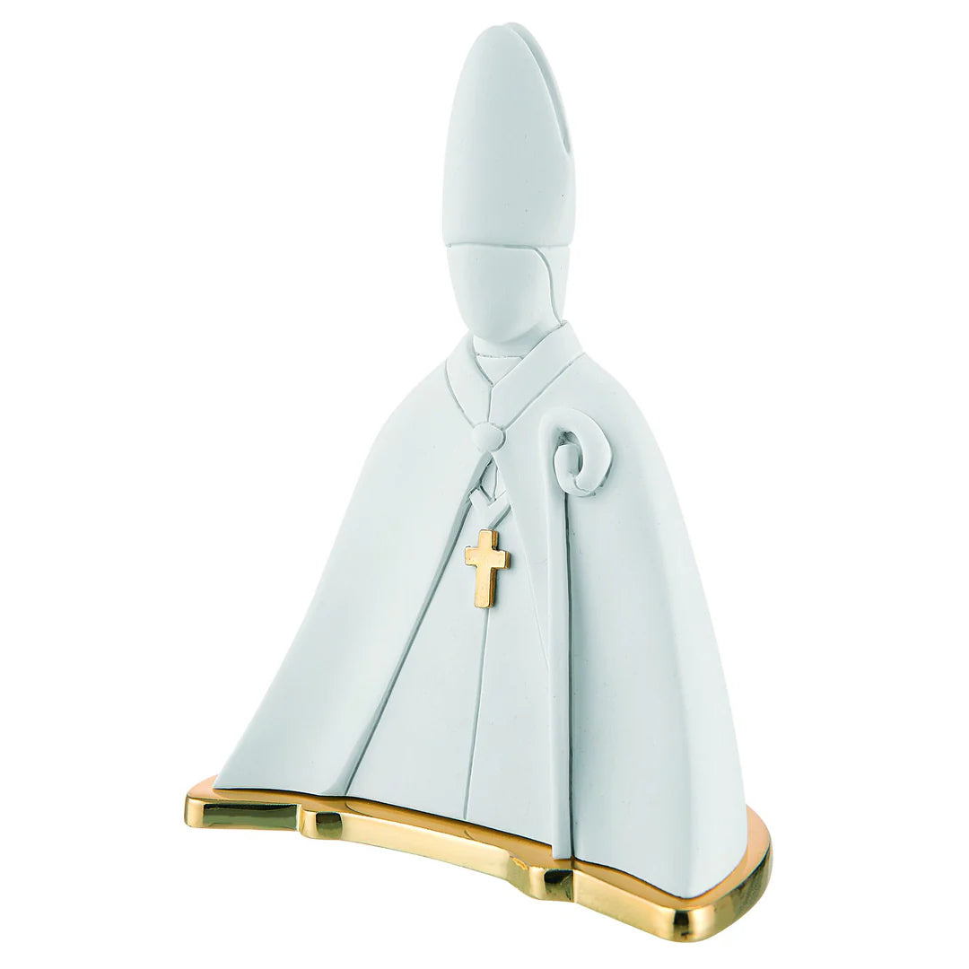 San Gennaro in Marmorino Bianco con Dettagli Oro 17 h cm - Bongelli Preziosi