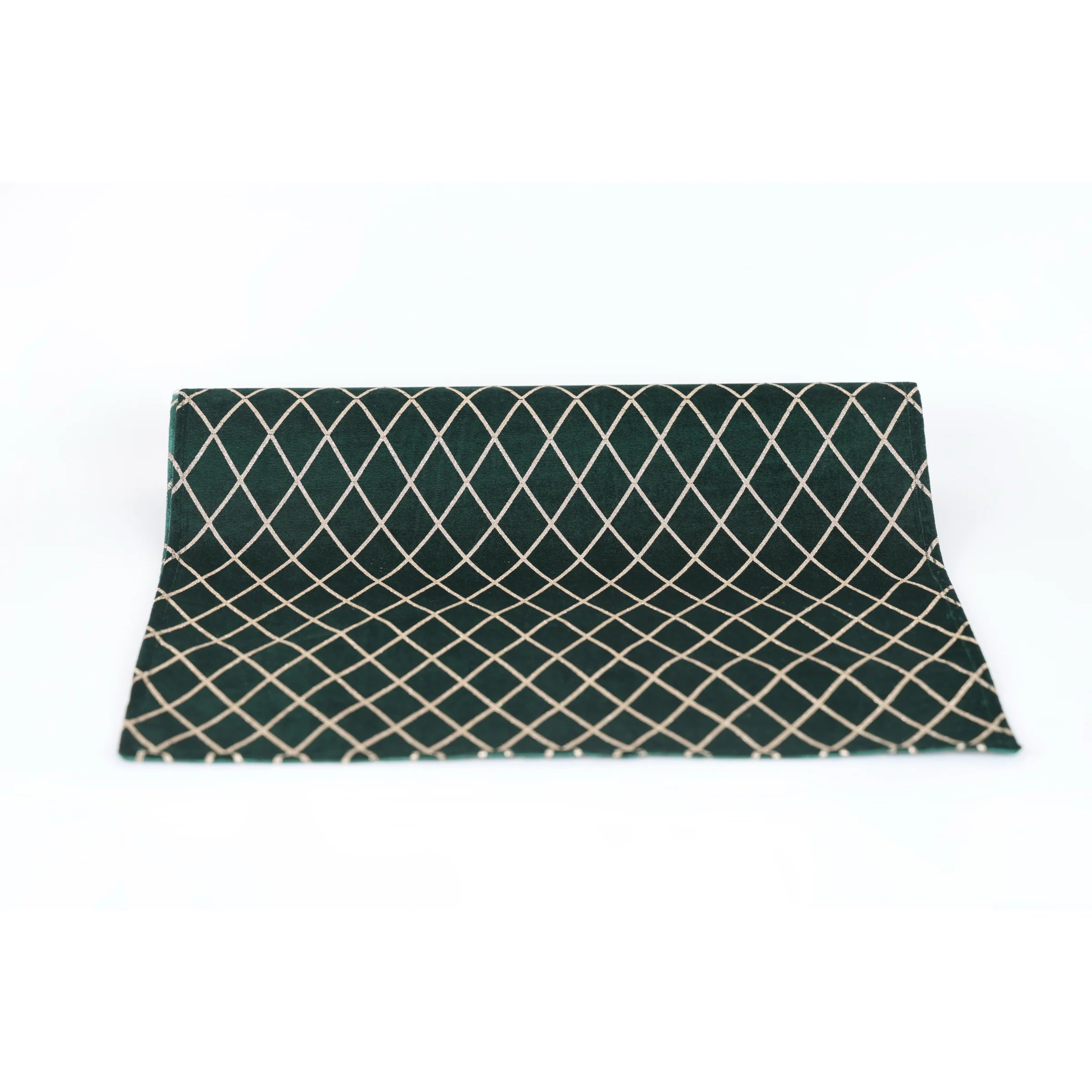 Runner in Velluto Verde con Disegno Glitter Oro 150x45 cm - Fiori di Lena