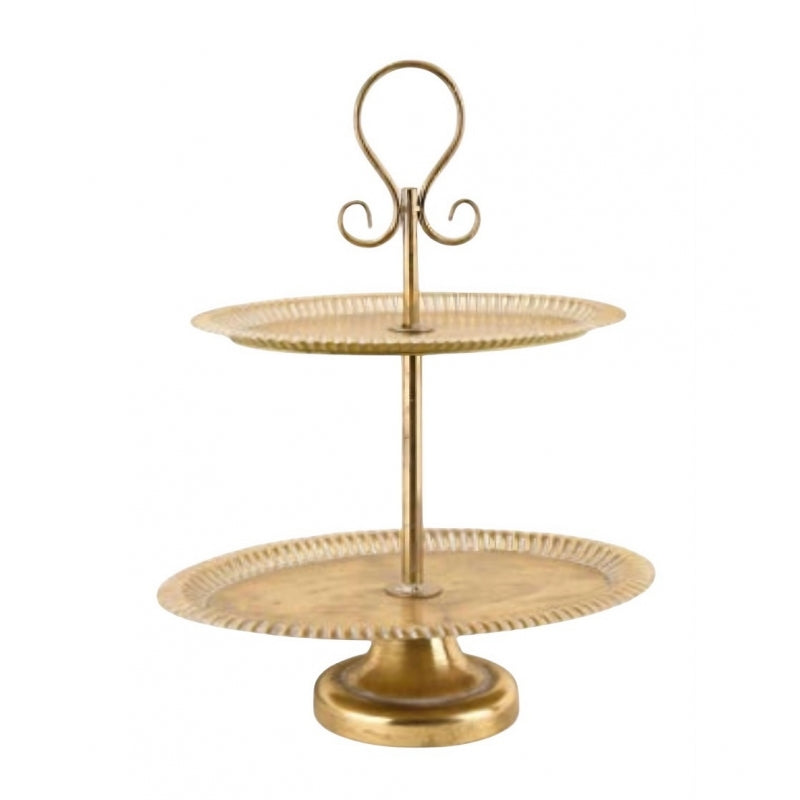 Alzata Raissa a 2 Piani in Metallo Oro  45×57 cm - Fade