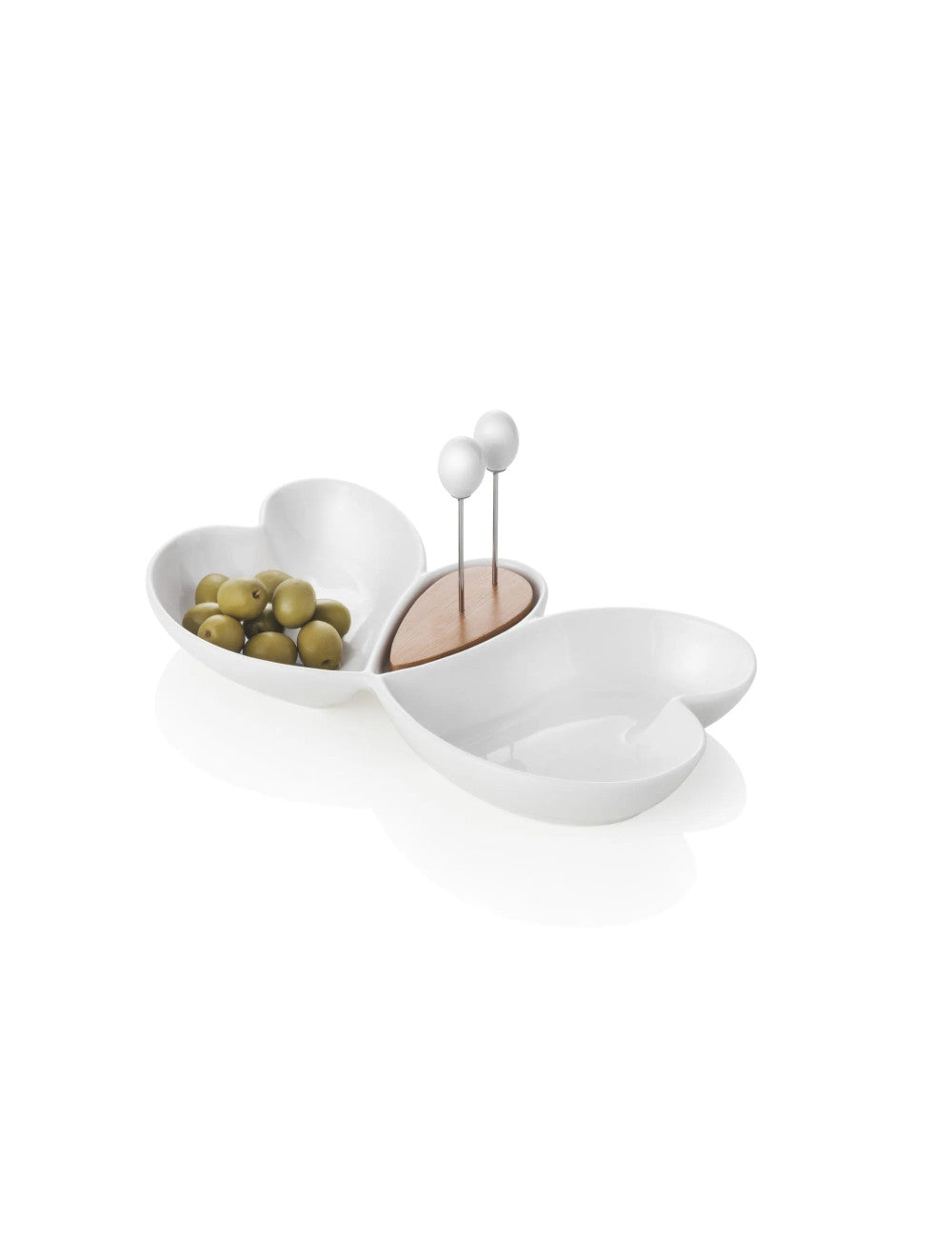 Antipastiera Cuore in Porcellana con Dettagli Bamboo- Brandani