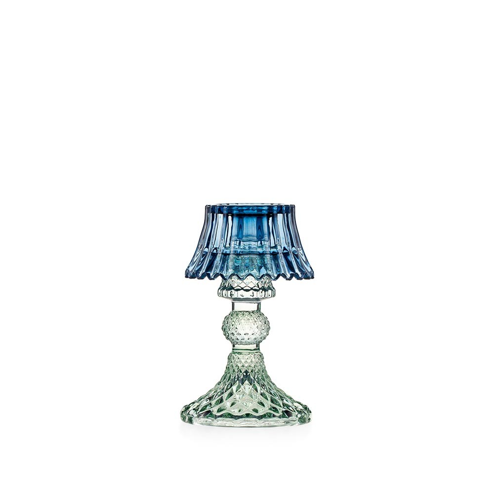 Candeliere con Paralume Blu in Vetro Colorato 13 h cm - Emò