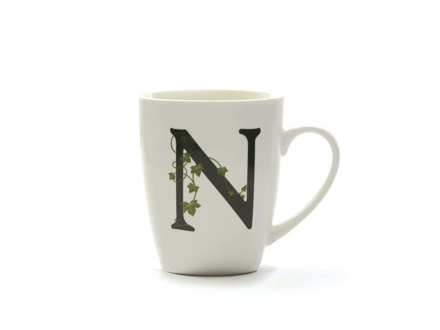 Tazza Mug in Porcellana con Iniziale Verde – La Porcellana Bianca