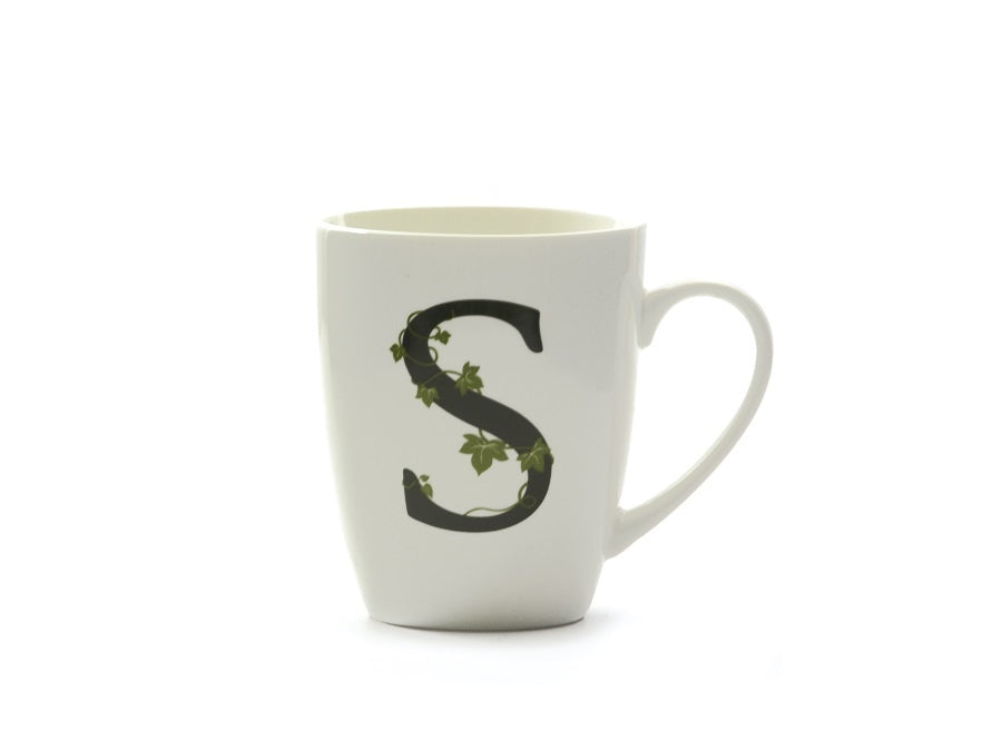 Tazza Mug in Porcellana con Iniziale Verde – La Porcellana Bianca