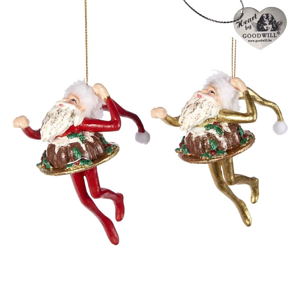 Decorazione Natalizia con Babbo Natale e Torta 14 cm