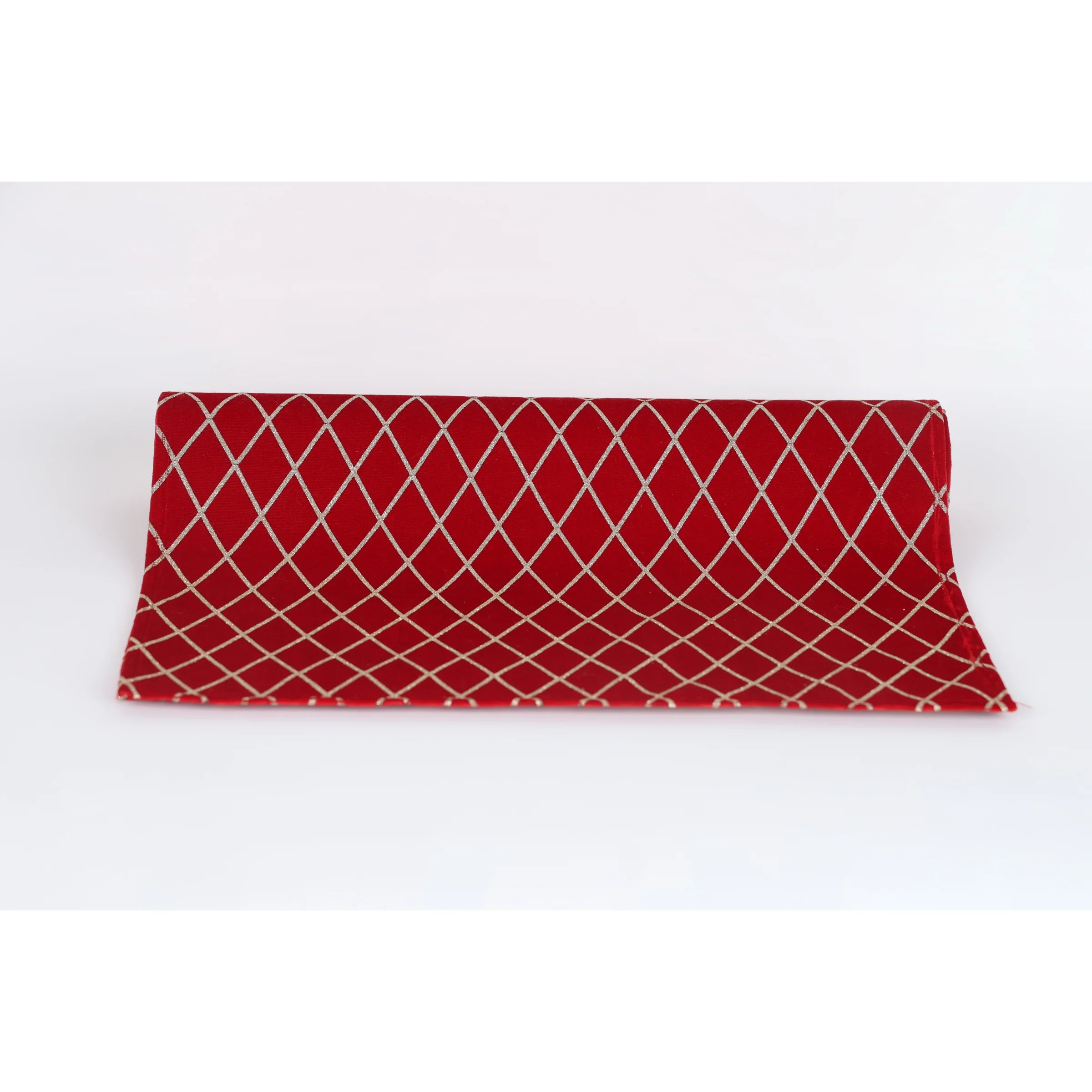 Runner in Velluto Rosso con Disegno Glitter Oro 150x45 cm - Fiori di Lena