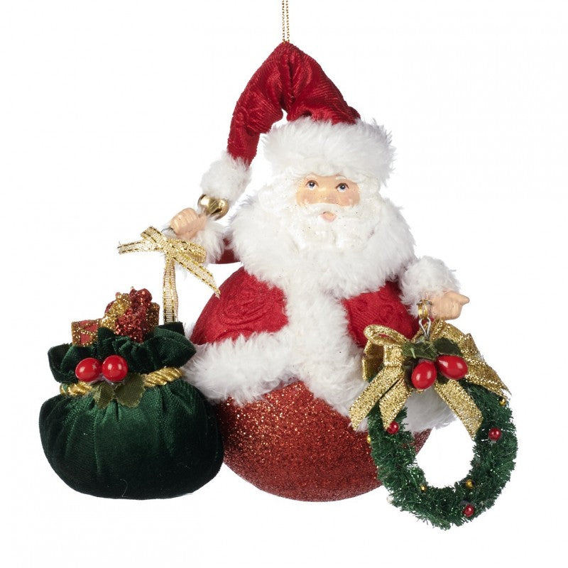 Decorazione Albero Babbo Natale con Sacco e Ghirlanda 15,5 cm - Goodwill